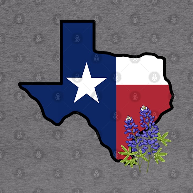 State of Texas Flag with State Flower Bluebonnet by Gsallicat